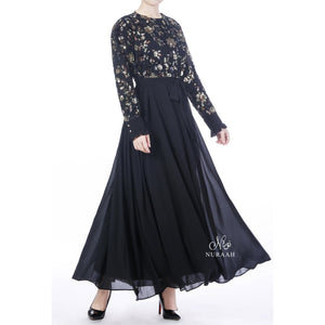 INARAH BEAD & SEQUIN DRESS BLACK - NURAAH
