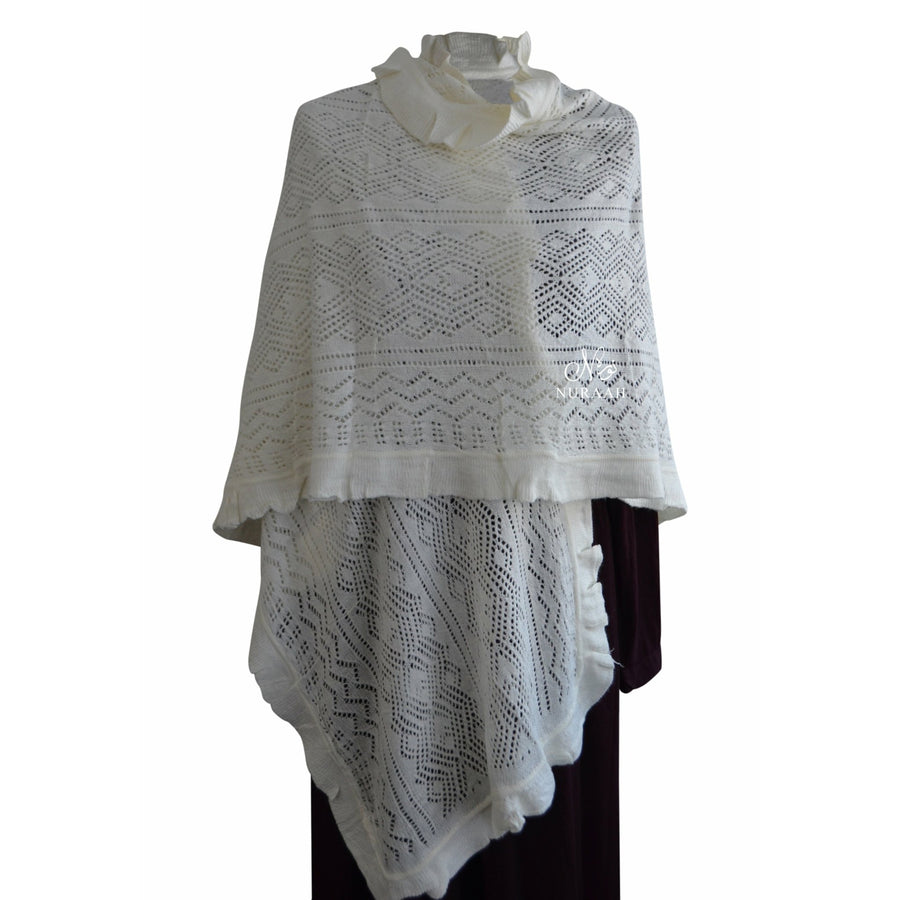 IVORY LIGHT WEIGHT KNITTED SHAWL - NURAAH