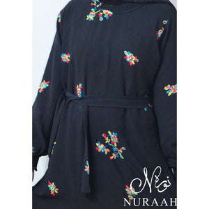 LAYLA EMBROIDERY DRESS BLACK - NURAAH