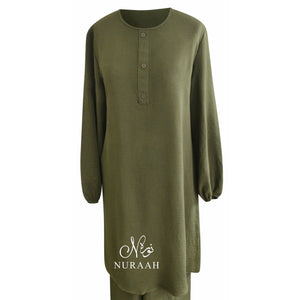 LONG SHIRT / WIDE TROUSER CO-ORD ARMY GREEN - NURAAH