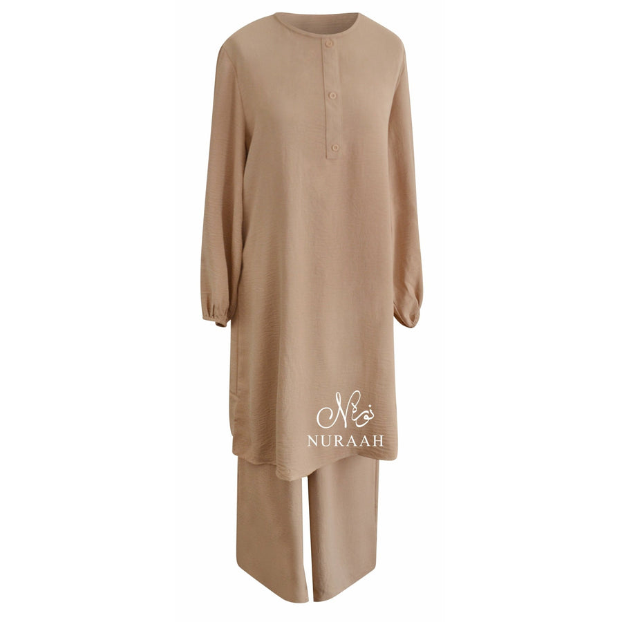 LONG SHIRT/WIDE TROUSER CO-ORD BEIGE - NURAAH