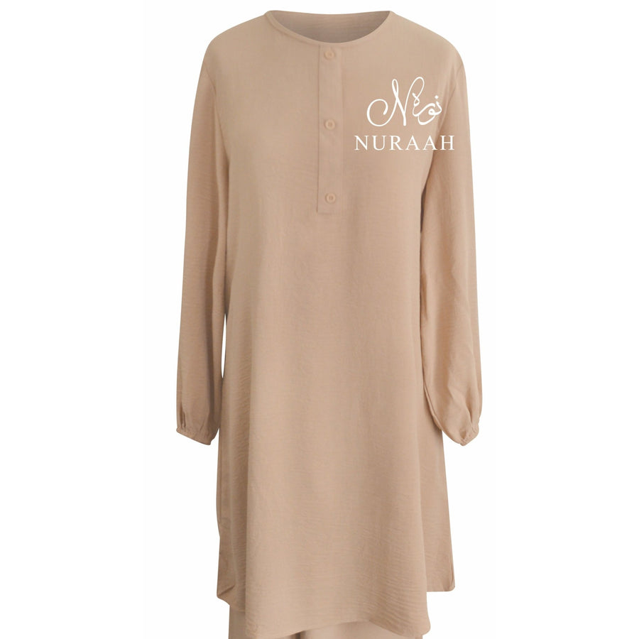 LONG SHIRT/WIDE TROUSER CO-ORD BEIGE - NURAAH
