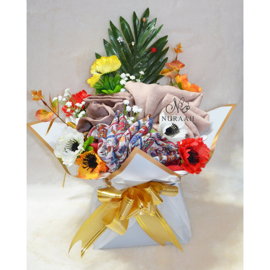 LUXURY SCARFS AND FLOWERS GIFT BOUQUET (010) - NURAAH