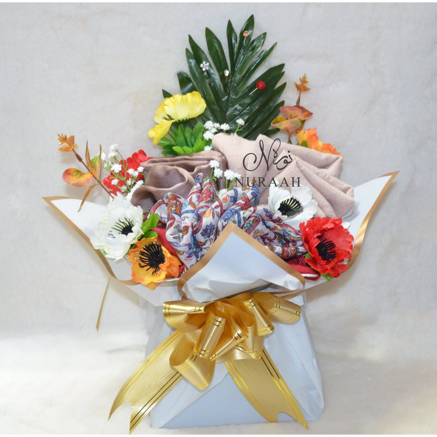 LUXURY SCARFS AND FLOWERS GIFT BOUQUET (010) - NURAAH