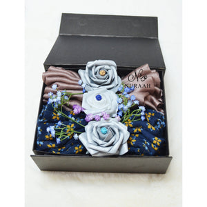 LUXURY SCARFS AND FLOWERS GIFT BOX (015) - NURAAH