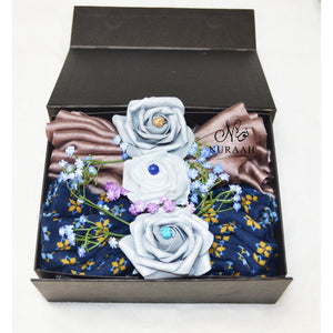 LUXURY SCARFS AND FLOWERS GIFT BOX (015) - NURAAH