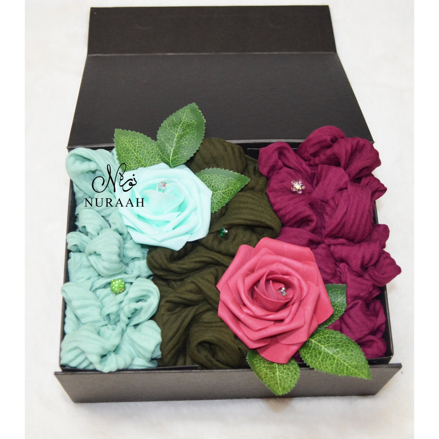 LUXURY SCARFS AND FLOWERS GIFT BOX (016) - NURAAH