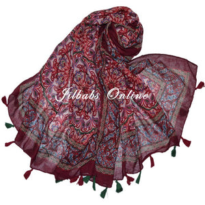 MAROON PRINTED HIJAB - NURAAH