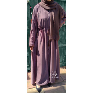 MAUVE SILK CRYSTAL EMBELLISHED ABAYA - NURAAH