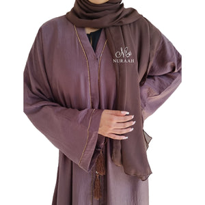 MAUVE SILK CRYSTAL EMBELLISHED ABAYA - NURAAH