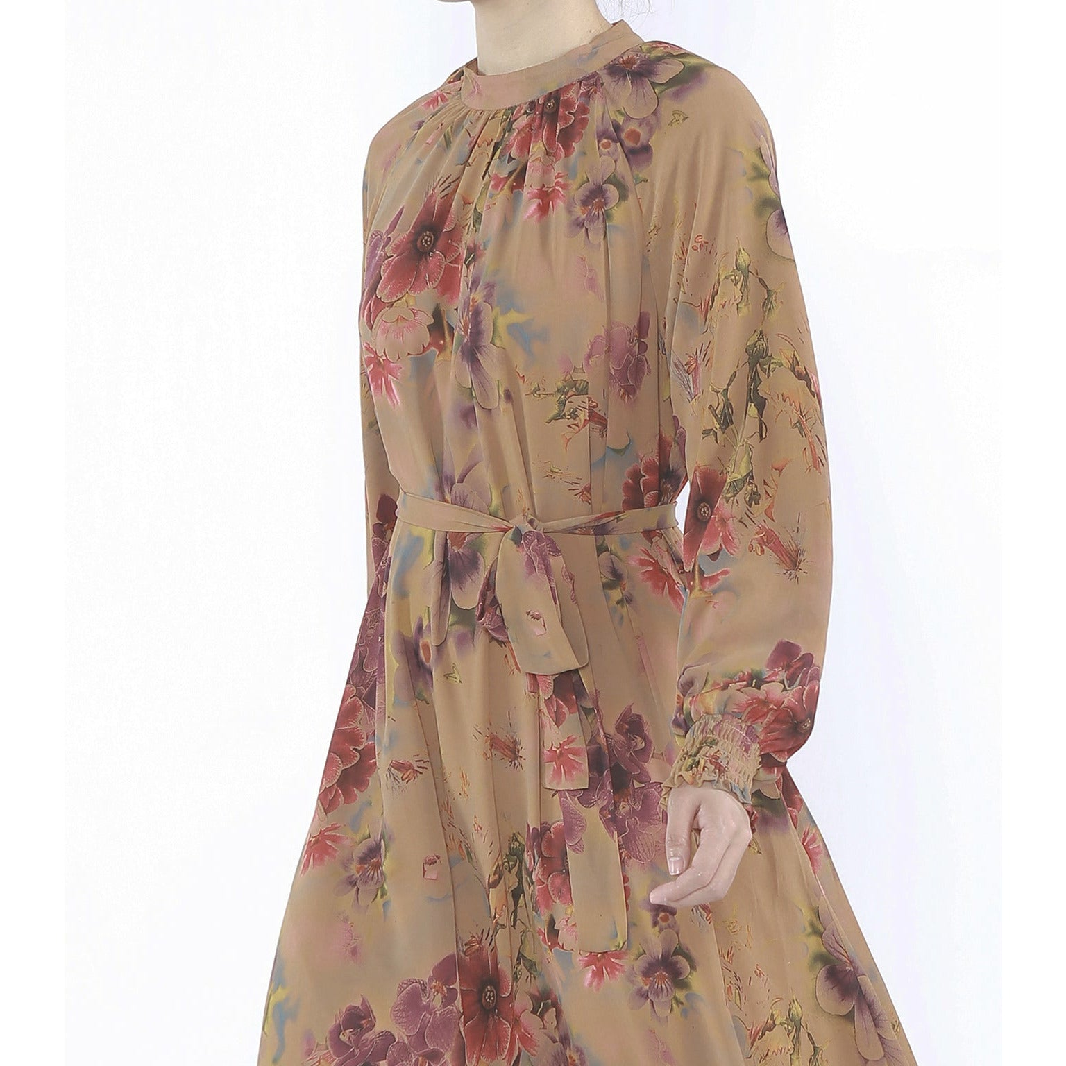 MOCHA FLORAL DRESS - NURAAH