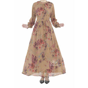 MOCHA FLORAL DRESS - NURAAH