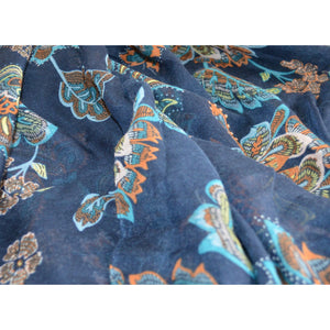 NAVY FLORAL SCARF - NURAAH