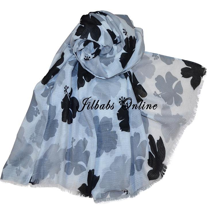 NEHA FLOWER PRINT SCARF BLACK - NURAAH