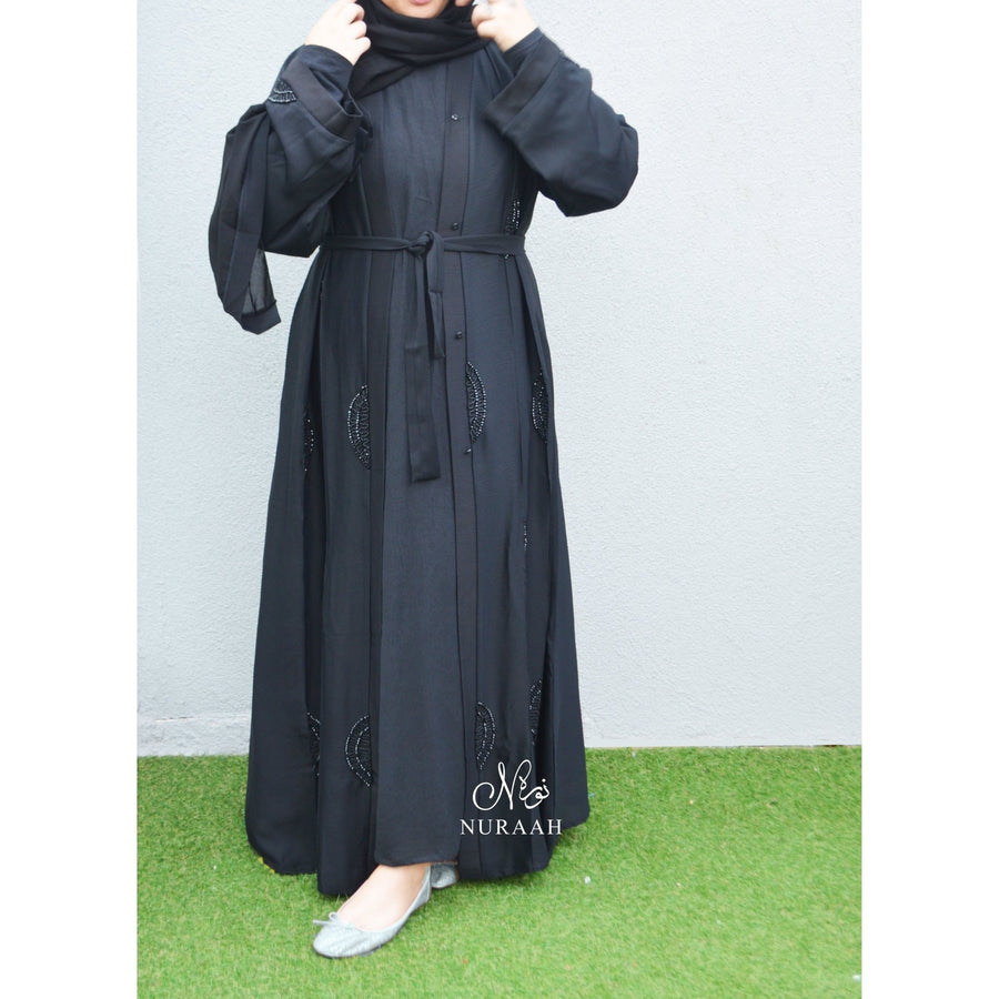 NUR EMBELLISHED ABAYA BLACK - NURAAH