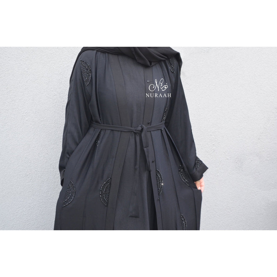NUR EMBELLISHED ABAYA BLACK - NURAAH