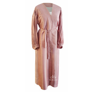 ORGANZA SILK OPEN ABAYA PEACHY PINK - NURAAH