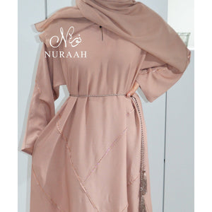 PASTEL PEACH STONE WORK ABAYA - NURAAH