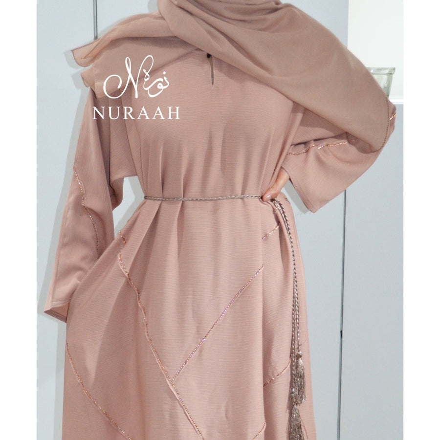 PASTEL PEACH STONE WORK ABAYA - NURAAH