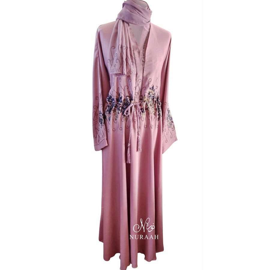 PINK EMBELLISHED WAIST ABAYA - NURAAH