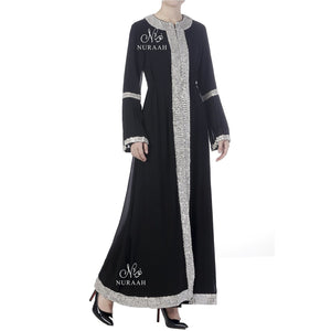 PLEATED SLEEVES SEQUIN KIMONO BLACK - NURAAH