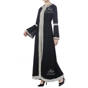 PLEATED SLEEVES SEQUIN KIMONO BLACK - NURAAH