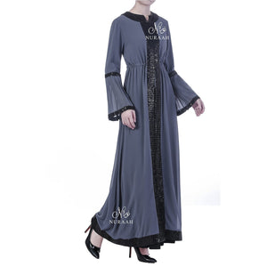 PLEATED SLEEVES SEQUIN KIMONO GREY - NURAAH