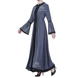 PLEATED SLEEVES SEQUIN KIMONO GREY - NURAAH