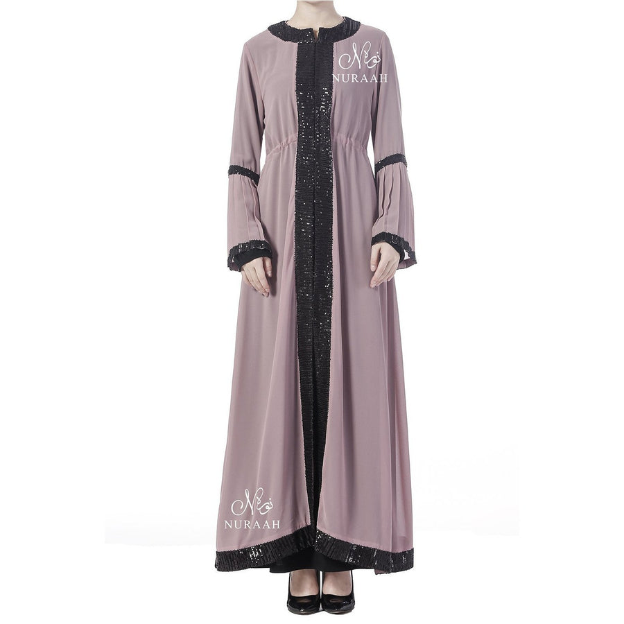 PLEATED SLEEVES SEQUIN KIMONO PINK - NURAAH
