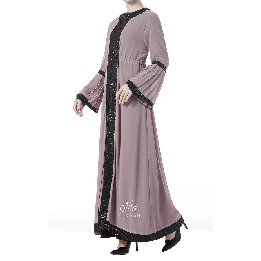 PLEATED SLEEVES SEQUIN KIMONO PINK - NURAAH