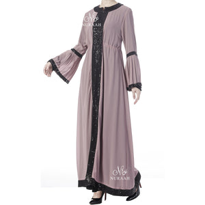 PLEATED SLEEVES SEQUIN KIMONO PINK - NURAAH