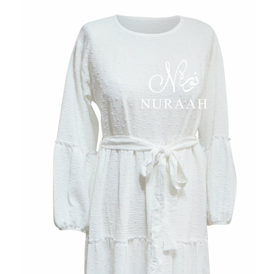 POLKA DOT TIERED DRESS IVORY - NURAAH