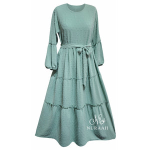 POLKA DOT TIERED DRESS MINT - NURAAH