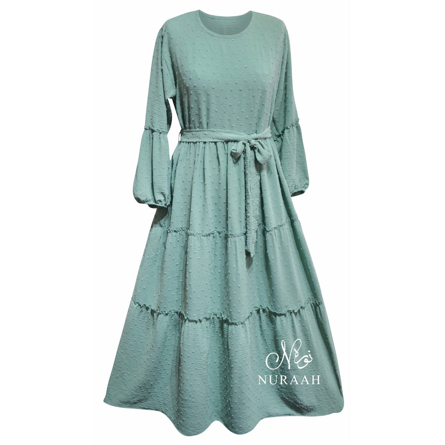 POLKA DOT TIERED DRESS MINT - NURAAH