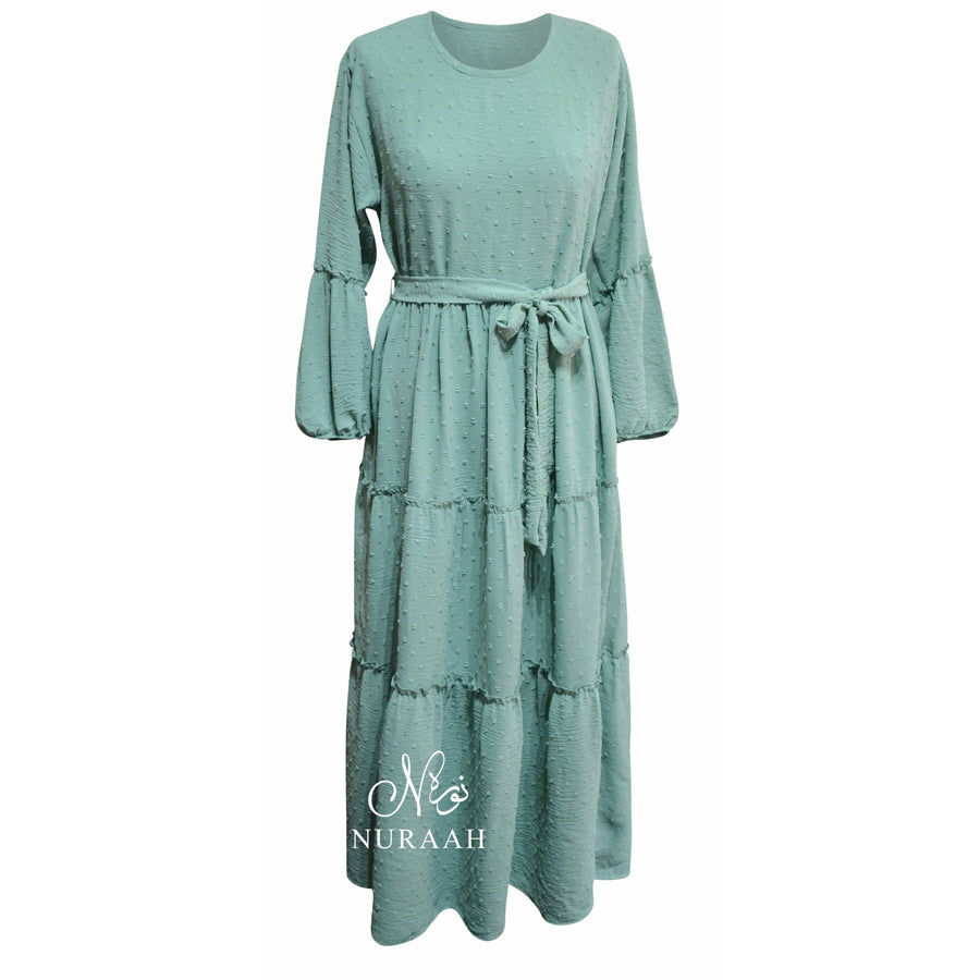 POLKA DOT TIERED DRESS MINT - NURAAH