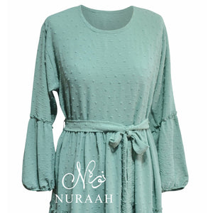 POLKA DOT TIERED DRESS MINT - NURAAH