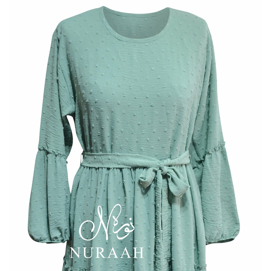 POLKA DOT TIERED DRESS MINT - NURAAH