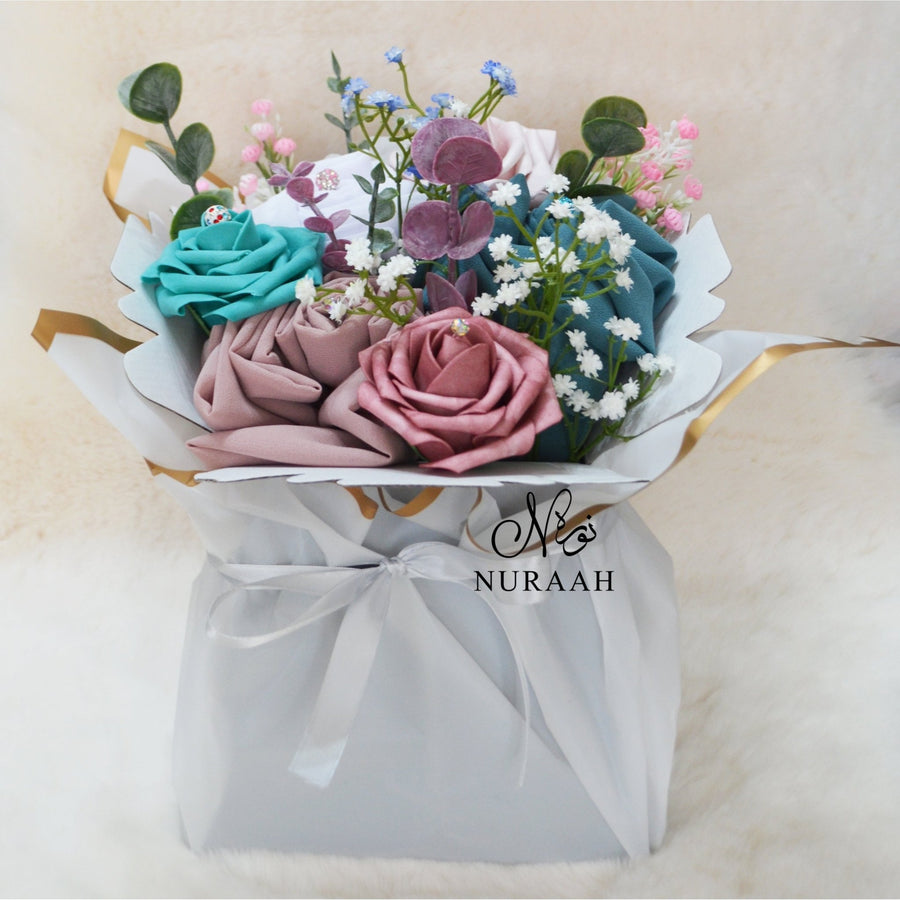PREMIUM CHIFFON SCARF FLOWER BOUQUET (014) - NURAAH