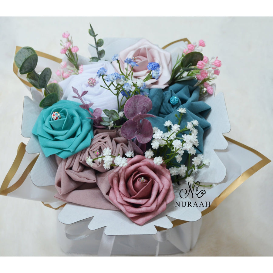 PREMIUM CHIFFON SCARF FLOWER BOUQUET (014) - NURAAH