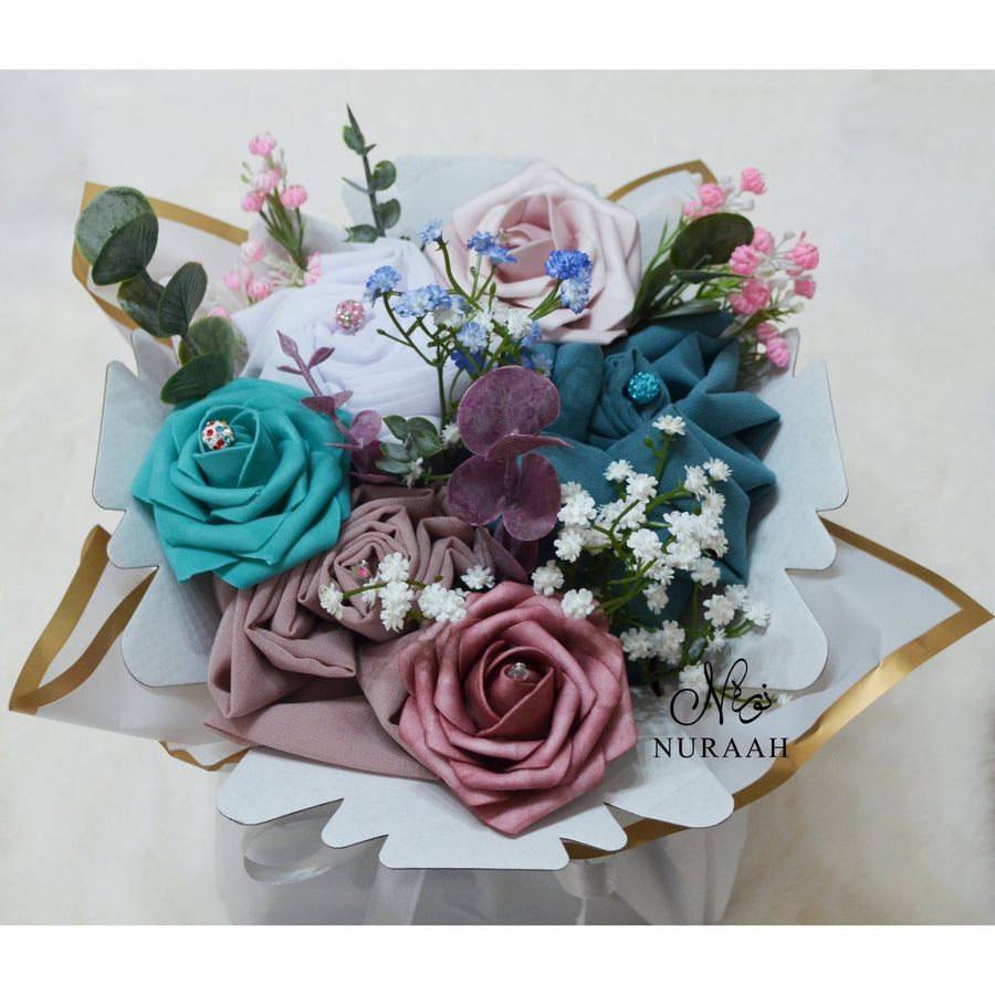 PREMIUM CHIFFON SCARF FLOWER BOUQUET (014) - NURAAH