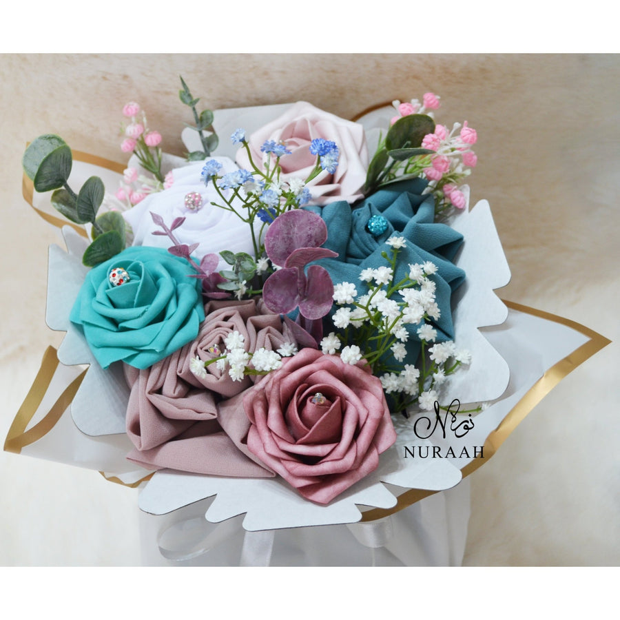 PREMIUM CHIFFON SCARF FLOWER BOUQUET (014) - NURAAH