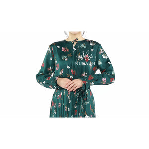 PRINT SATIN PLEATED DRESS - NURAAH