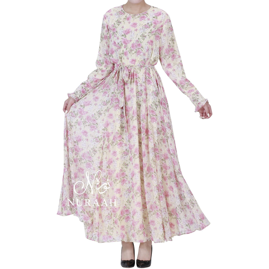 ROSE PRINT PLUMETIS DRESS - NURAAH