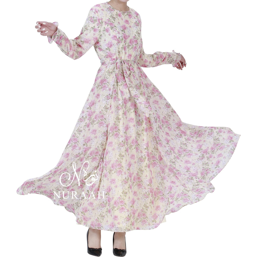 ROSE PRINT PLUMETIS DRESS - NURAAH