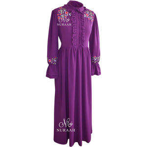 RUFFLED COLLAR DRESS PURPLE - NURAAH