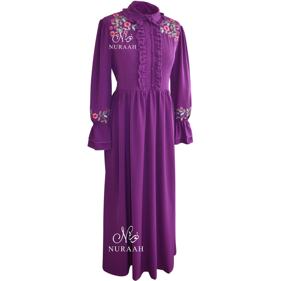 RUFFLED COLLAR DRESS PURPLE - NURAAH