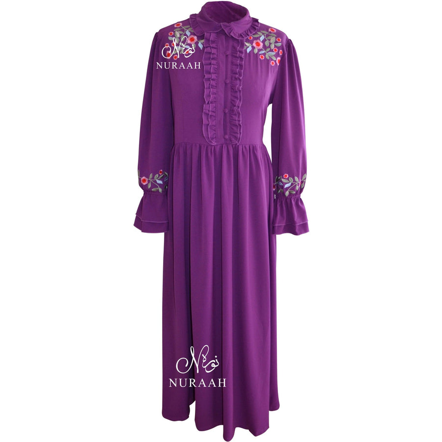 RUFFLED COLLAR DRESS PURPLE - NURAAH