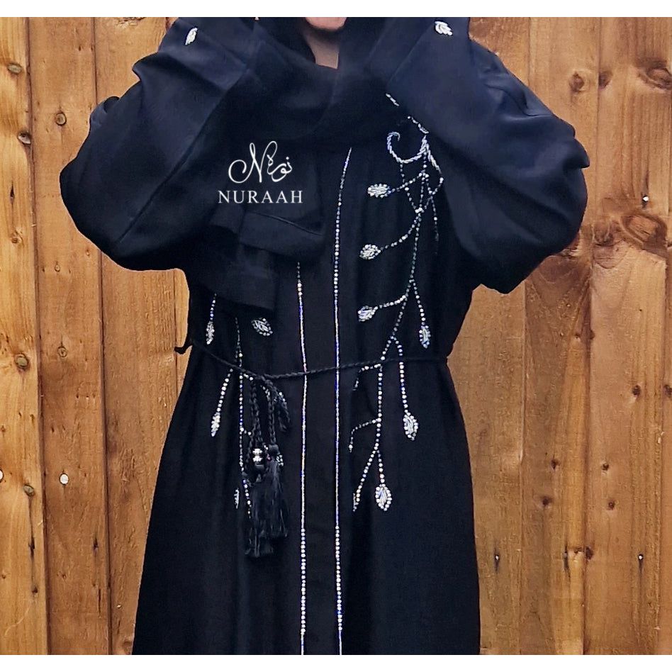 SAFA HAND EMBELLISHED OPEN ABAYA - NURAAH