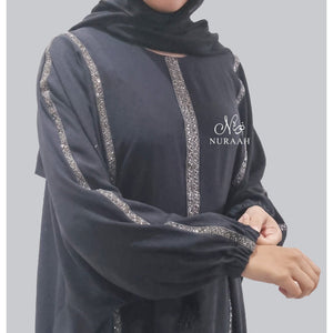 SARA BATWING EMBELLISHED ABAYA BLACK - NURAAH