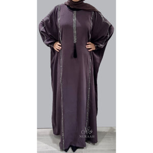 SARA BATWING EMBELLISHED ABAYA MAUVE - NURAAH